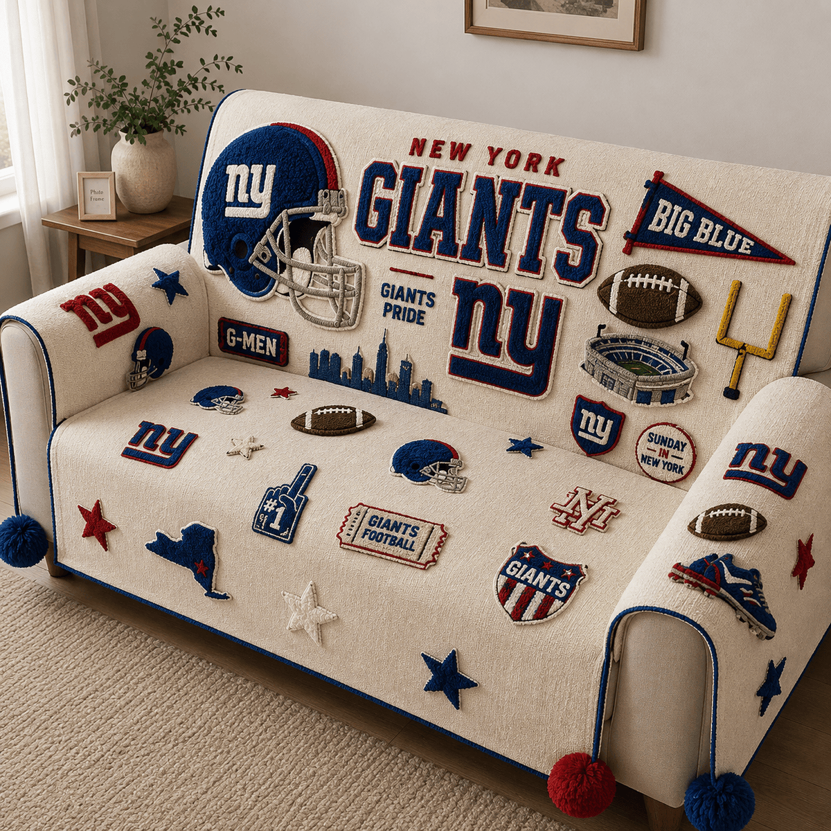 NYG Tufted Sofa Cover & Pillow Set DNBN
