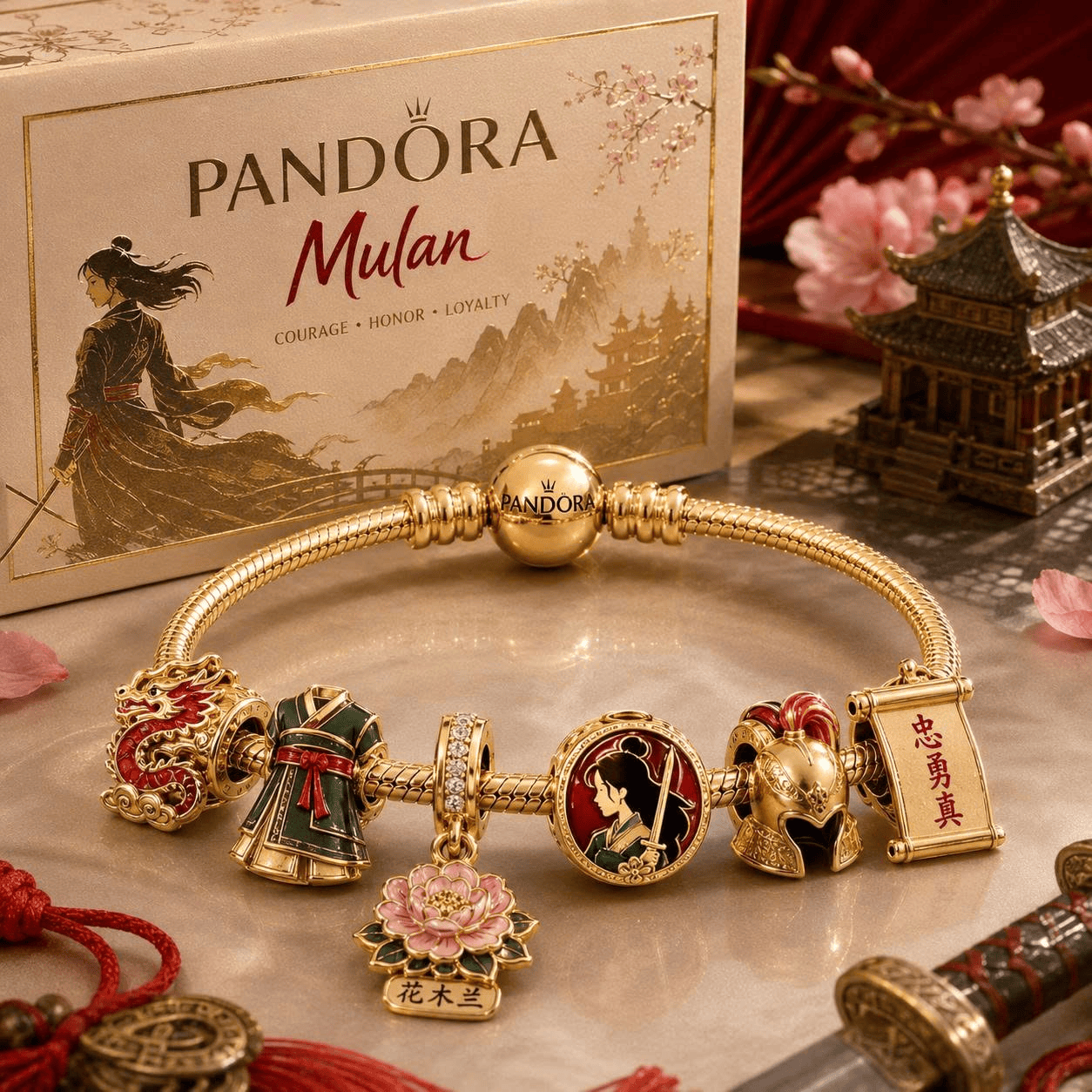 MLN Gold Charm Bracelet Set VTH