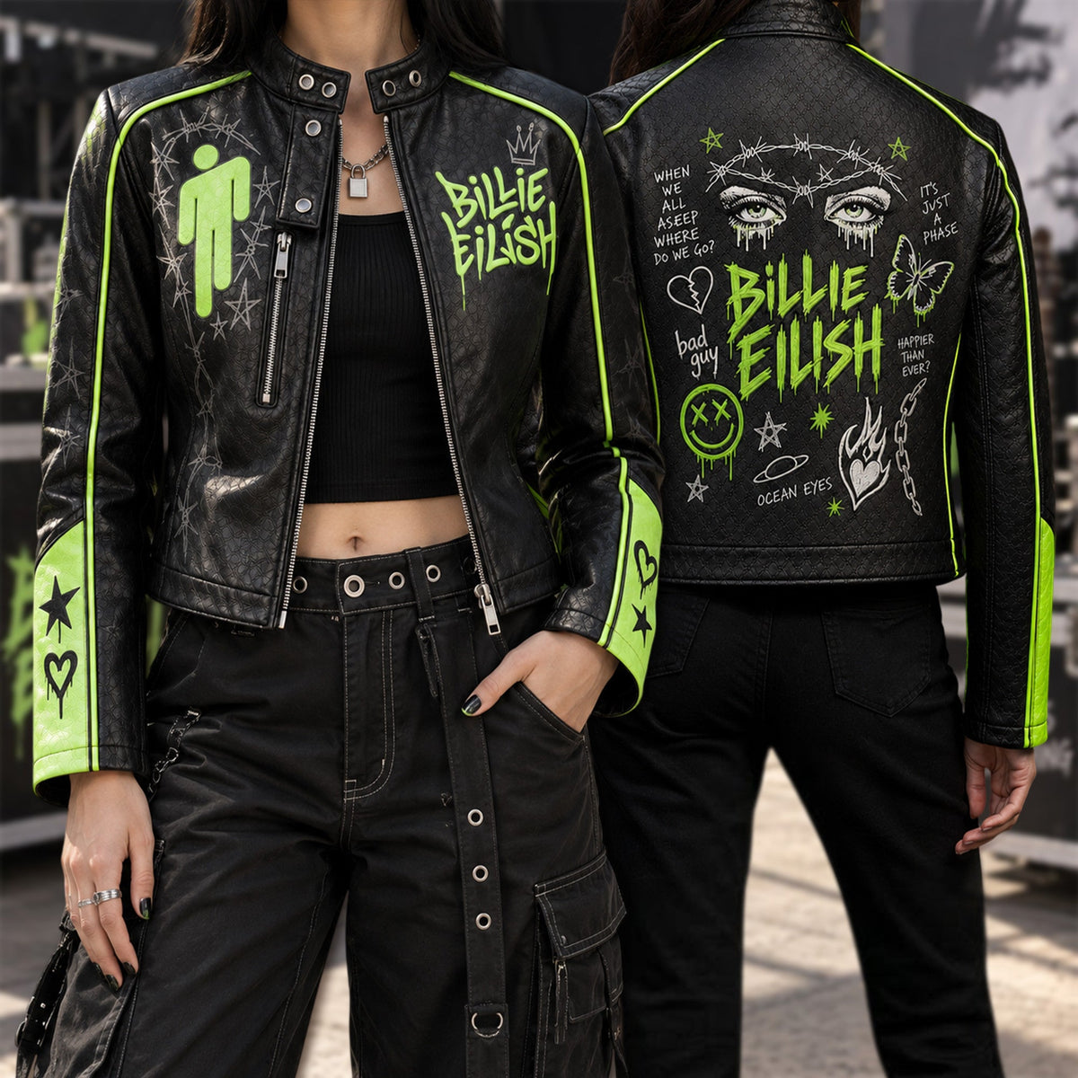 Premium BLE Cropped Leather Zipper Jacket PVNA
