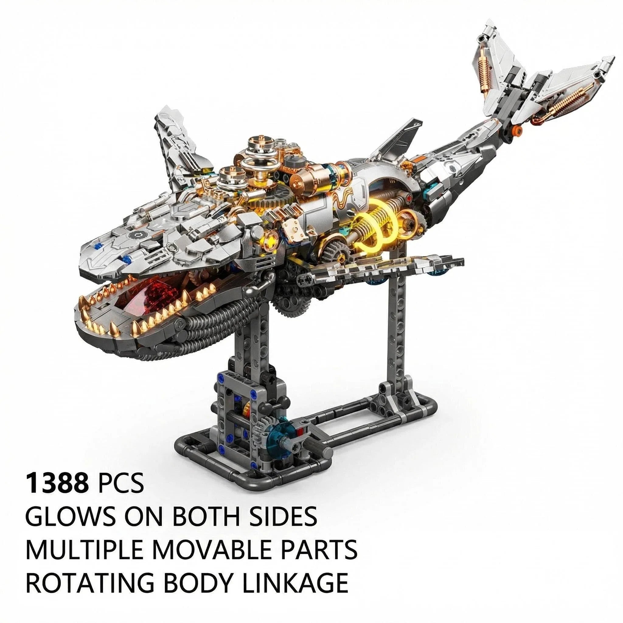 2026 MOC Mechanical Animal Building Blocks Model Movable Whale Dragonfly Octopus Tyrannosaurus Rex STEM Creative Kids Toys Gifts