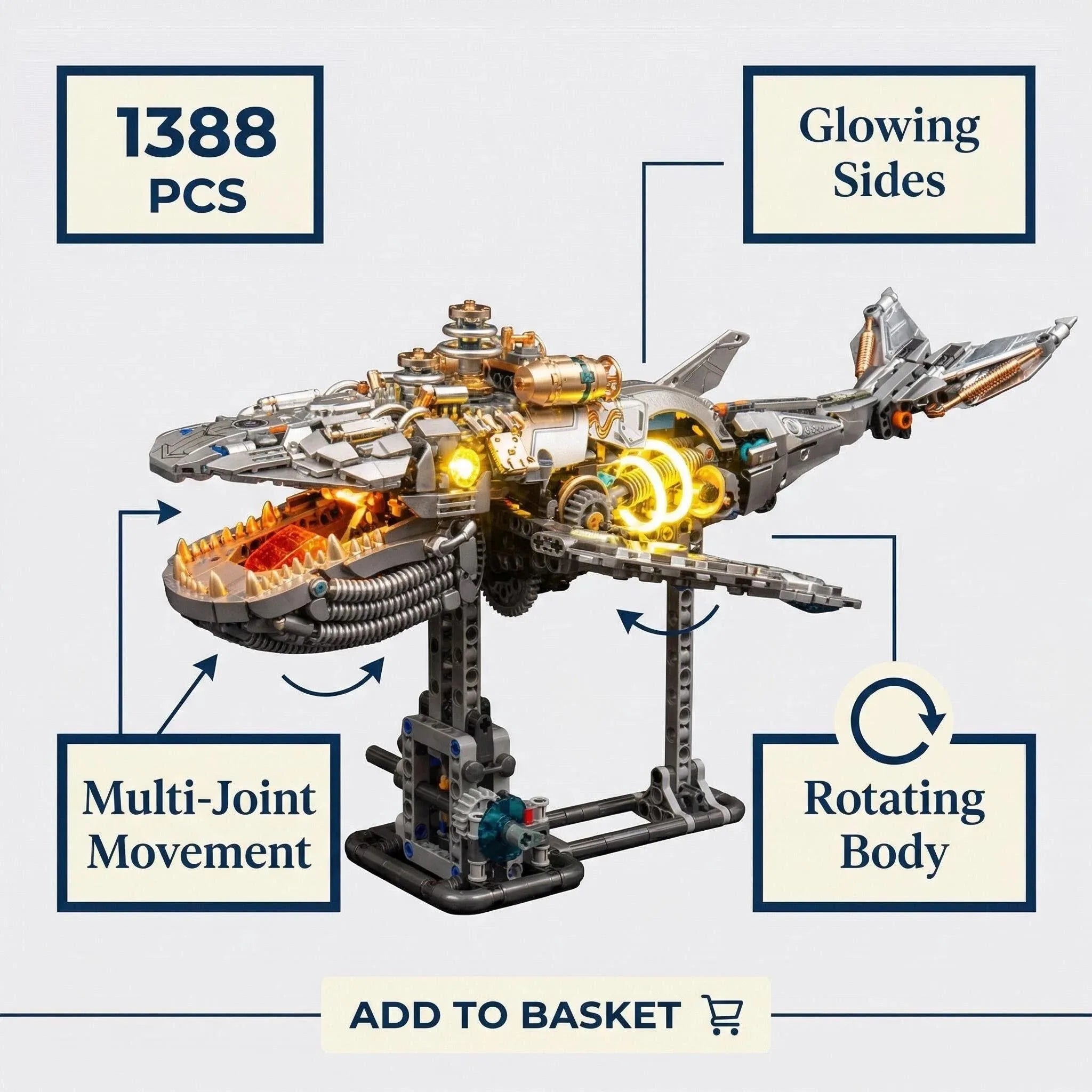2026 MOC Mechanical Animal Building Blocks Model Movable Whale Dragonfly Octopus Tyrannosaurus Rex STEM Creative Kids Toys Gifts