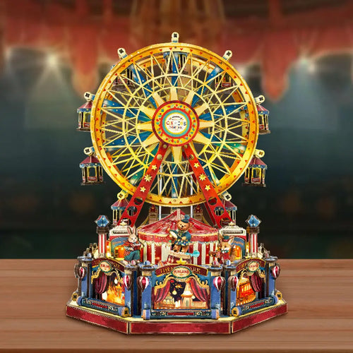 Century Ferris Wheel 3D Puzzle Building Blocks - Educational DIY Toy Model, Lighted Decor Ornament for Adults Gift