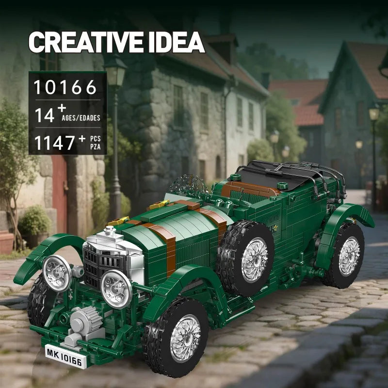 1147PCS Mould King 10166 Green Retro Vintage Car Building Blocks Classic Blower Model Detailed Assembly Brick Toy Adult Gift Set